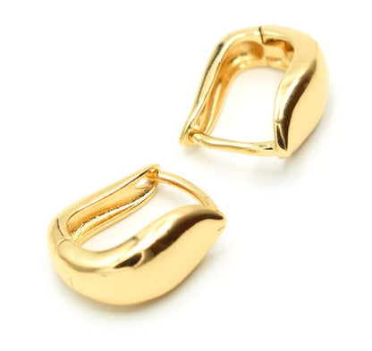 U-Shape Huggie Hoop Earrings, 0.70 Inch, Yellow Gold Filled Plated, Shiny