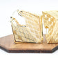 1.75" Inch Geometric Trapezoid Hollow Lace Cut Out Chunky Hoop Earrings, 18k Yellow Gold Filled, Hinge Post