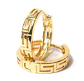 0.75 Inch Greek Key Yellow Gold Filled Plated Hoop Earrings