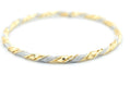 Beautiful Mixed Texture Twisting and Sparkling Bangle Cuff Bracelet, Two Tone Yellow Gold Filled & Silver, 2.5" Inch Diameter