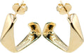 1 Inch Modern Square Geometric Abstract Sculpture Half Hoop Earrings for Women, Gold Filled, Push Back Closures