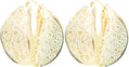 1.6" Inch Flower Floral Lace Hollow Chunky Yellow Gold Filled Chunky Hoop Earrings, Hinge Post
