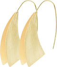 Modern Art Triangle Sculptural Freeform Dangle Drop Statement Earrings, Matte 18k Yellow Gold Plated 925 Sterling Silver, 1.75" Inch Length, Fish Hooks