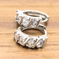 0.7" Inch Oval Channel Set White Crystal Cubic Zirconia CZ Huggie Hoop Earrings for Women, Bright Silver Rhodium Plating