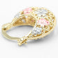 0.80 Filigree Lace Hollow Pink & Purple Flower Floral Cut Out Hoop Earrings, 18k Yellow Gold Filled