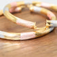 Tri-Tone Hoop Earrings, 2.32 Inch Textured Twisted Design, 18k Gold Filled Plated, Painted Rose Gold Yellow Gold Silver Tone