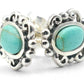 Pure Ziva Sterling Silver Turquoise Oval Stud Earrings, Vintage Filigree Design, 0.35 Inch