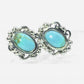 Pure Ziva Sterling Silver Turquoise Oval Stud Earrings, Vintage Filigree Design, 0.35 Inch