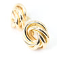 0.90 Inch Chunky Knot Stud Hoop Earrings for Women, Gold Filled Plated, Push Back Closures