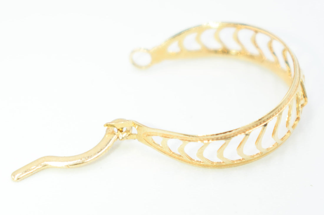 0.62" Inch Ultra Lightweight Geometric Chevron Unique Cutout Cut Out Huggie Hoop Earrings, 18k Yellow Gold Filled Plated, Hinge with Notched Posts