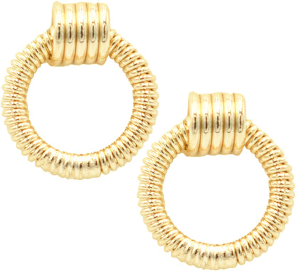 Gold Tone Hoop Earrings for Women, 18k Yellow Gold Filled (12mm Knot Hoop)