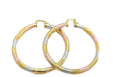 Tri-Tone Hoop Earrings, 2.32 Inch Textured Twisted Design, 18k Gold Filled Plated, Painted Rose Gold Yellow Gold Silver Tone