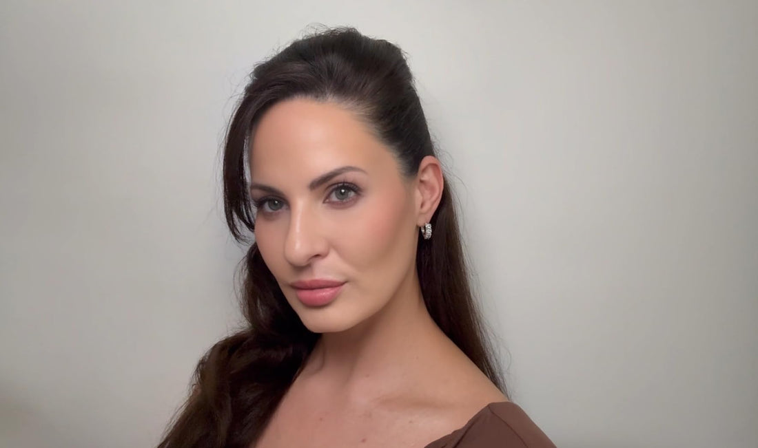 0.7" Inch Oval Channel Set White Crystal Cubic Zirconia CZ Huggie Hoop Earrings for Women, Bright Silver Rhodium Plating