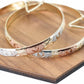 2.12 Circle and Swirl Design Tri-Tone Rose Gold, Yellow Golden, & Silver Tone Sparkly Glitter Hoop Earrings, Gold Plated