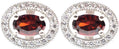 Sterling Silver Oval Red Ruby CZ Halo Stud Earrings, 0.40 Inch, Simulated Gemstone