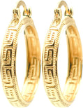 1 Inch Greek Key Yellow Gold Plated Hoop Earrings