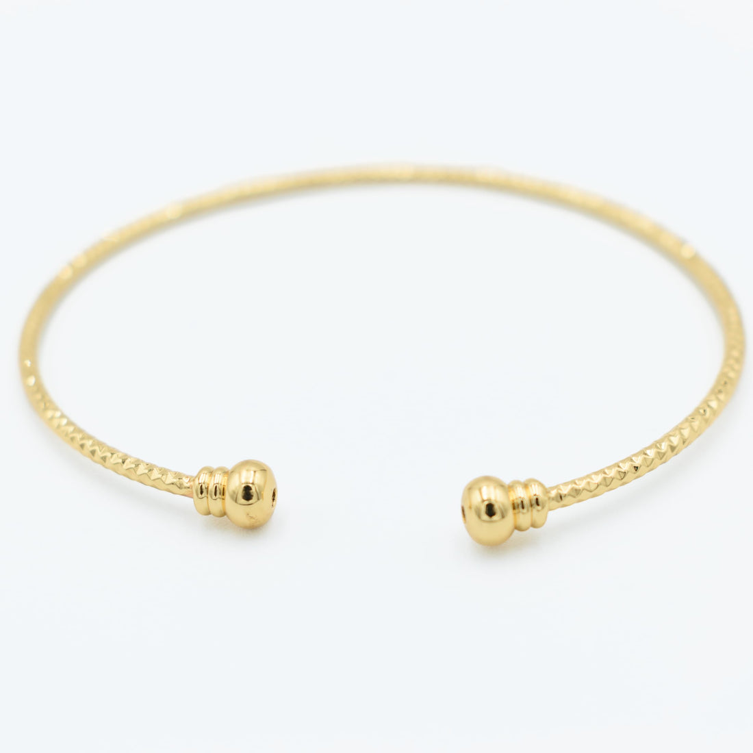 Pure Ziva Diamond Cut Textured Skinny Cuff Bangle Bracelet, Yellow Gold Filled, 2.5 inch Adjustable