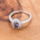 Beautiful Oval Created Mystic Rainbow Topaz & Halo Side Accents Cubic Zirconia Cubic Zirconia CZ Engagement Ring, Size 5