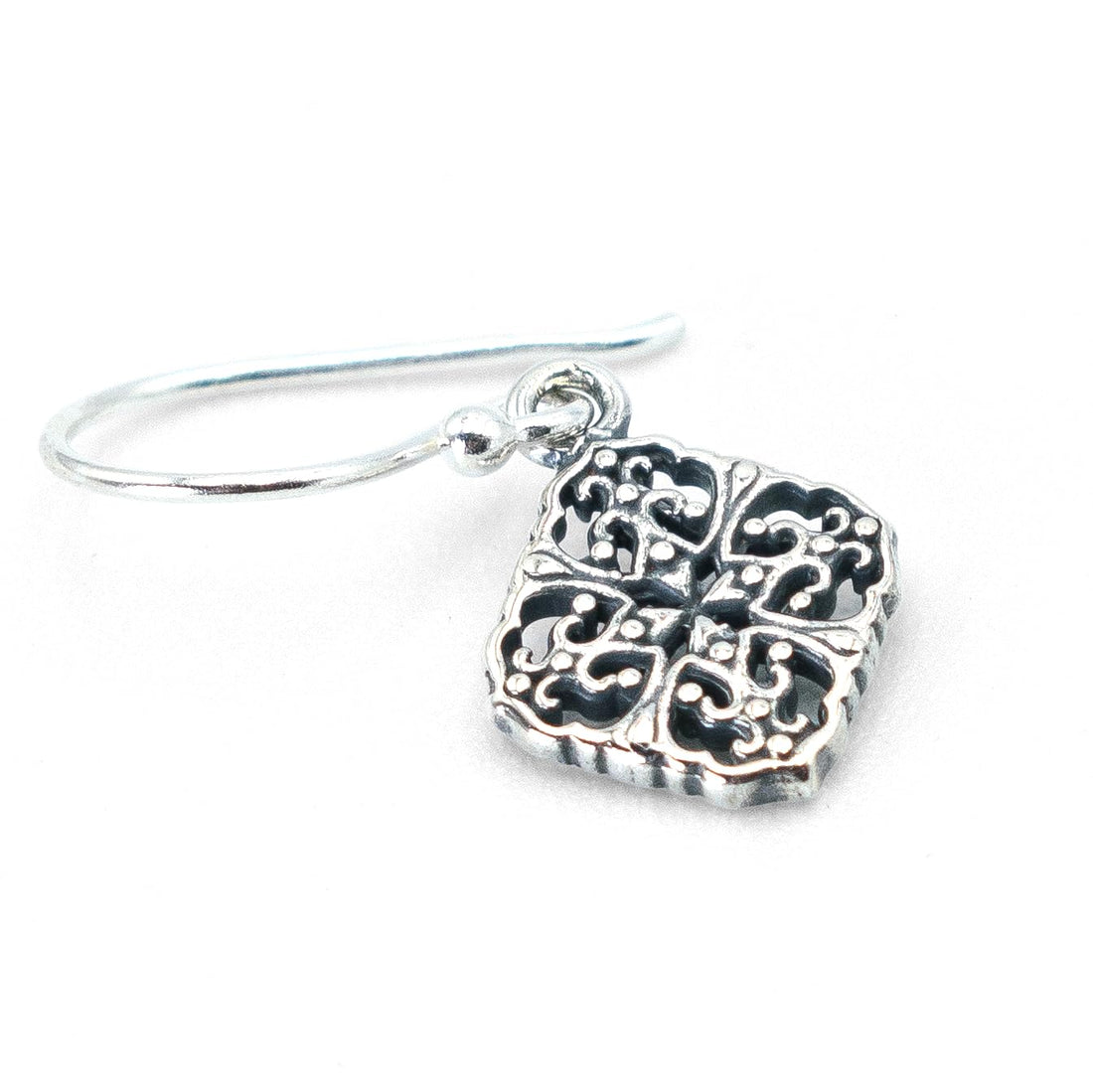 0.90" Inch Filigree Boho Bohemian Diamond Shape Dangle Drop Earrings, 925 Sterling Silver