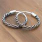 925 Sterling Silver Oxidized Vintage Layered Hoop Earrings, 13mm, Antique Style