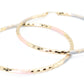 2.75 Inch Large Skinny Diamond Laser Cut Texture Tri-Tone Hoop Earrings, Rose Gold Yellow Gold Silver Tone, 18k Gold Filled Plated
