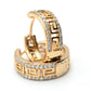 0.75 Inch Greek Key Yellow Gold Filled Plated Hoop Earrings, Simulated White Diamond CZ Cubic Zirconia Accents