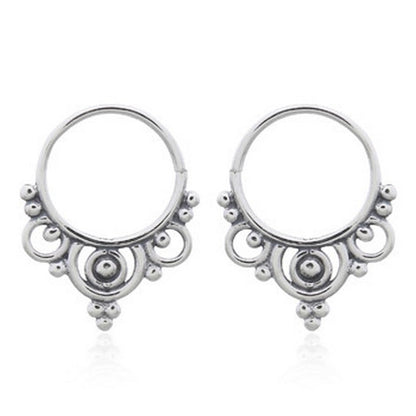 Boho Filigree Lace Drop & Hoop Earrings, Hypoallergenic 925 Sterling Silver (Vintage Septum Hoops)