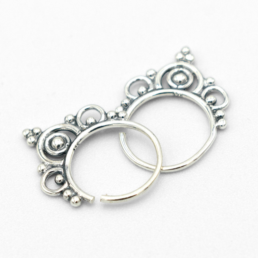 Boho Filigree Lace Drop & Hoop Earrings, Hypoallergenic 925 Sterling Silver (Vintage Septum Hoops)