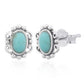 Pure Ziva Sterling Silver Turquoise Oval Stud Earrings, Vintage Filigree Design, 0.35 Inch