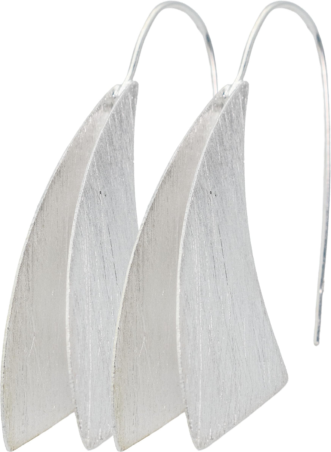 Modern Art Triangle Sculptural Freeform Dangle Drop Statement Earrings, Matte 925 Sterling Silver, 1.75" Inch Length, Fish Hooks
