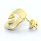 Sculpted Ribbon Triangular Matte Stud Earrings, 18K Gold Plated 925 Sterling Silver, Push Backs, 0.57 Inch