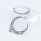 Sterling Silver Filigree Hoop Earrings, Vintage Style Openwork Design, Heart Details, 31mm