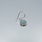 Mandala Flower Floral Sterling Silver Filigree Vintage Dangle Earrings, 22mm, Turquoise Stone, Bali Balinese Style Design
